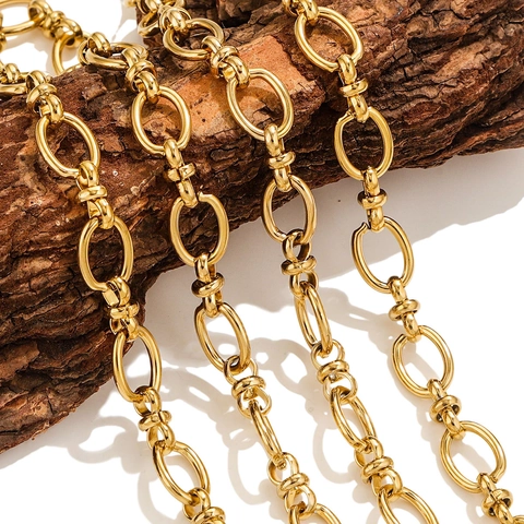 Minimalistische Edelstahl Hip Hop Punk Kette Für DIY Schmuckherstellung Halskette Armband Gold Stahlfarbe Geometrische Ovale Kette