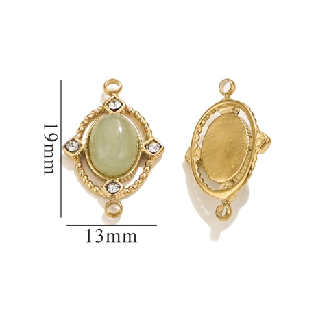 Colgantes Ovalados de Piedra Natural de Acero Inoxidable Vintage Francés Conectores de Joyería DIY Amuletos Con Strass para Pendientes y Collares