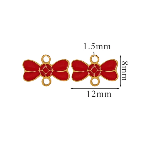 Stainless Steel Enamel Fortune Character Pendants DIY Jewelry Accessories Retro Chinese Style Rich Red Gold Charms