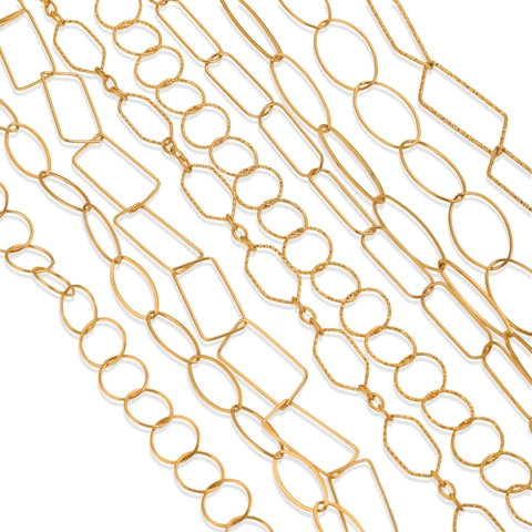 Stainless Steel DIY Chain Links Eighteen K Gold Plated Minimalist Large Oval Round Rectangular Geometric Chains For Necklace Bracelet Jewelry Making Accessories