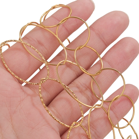 Stainless Steel DIY Chain Links Eighteen K Gold Plated Minimalist Large Oval Round Rectangular Geometric Chains For Necklace Bracelet Jewelry Making Accessories