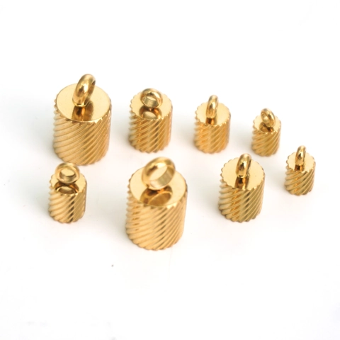 Stainless Steel Textured Cord End Caps Cylinder DIY Jewelry Making Findings Gold Steel Color Leather Cord Connectors