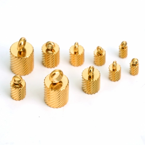 Stainless Steel Textured Cord End Caps Cylinder DIY Jewelry Making Findings Gold Steel Color Leather Cord Connectors