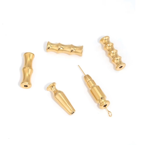 Perline Distanziatrici a Nodo di Bambù in Acciaio Inossidabile per Accessori per la Creazione di Gioielli Fai-da-Te Perline Sciolte Cilindriche Placcate Oro Argento