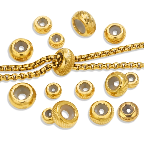 Perle a Scorrimento Regolabili in Acciaio Inossidabile Con Anima in Silicone Oro Placcato Motivo a Stella Spirale Perle Distanziatrici Sciolte Per Gioielli Fai Da Te Accessori