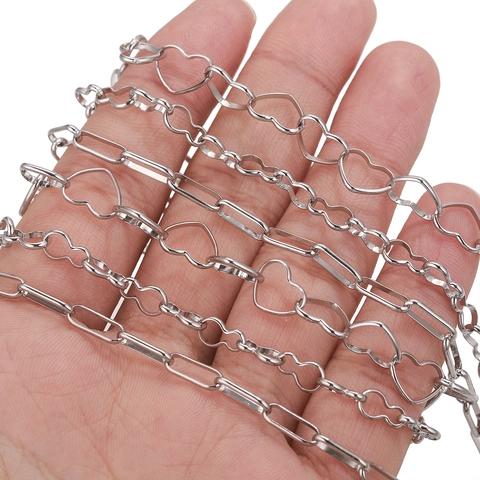 Catena a Maglie a Graffetta a Cuore in Acciaio Inossidabile per la Creazione di Gioielli Fai-da-te Accessori per Collane Bracciali Commercio all'Ingrosso
