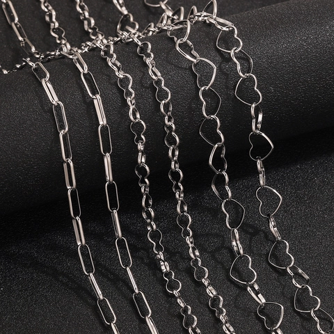 Catena a Maglie a Graffetta a Cuore in Acciaio Inossidabile per la Creazione di Gioielli Fai-da-te Accessori per Collane Bracciali Commercio all'Ingrosso