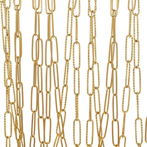 PVD Gold Plated Stainless Steel Paperclip Chain For DIY Jewelry Making Textured Smooth Link Accessories Necklace Bracelet Chains