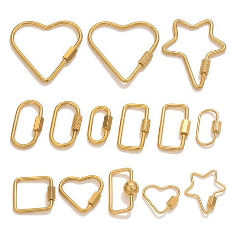 Stainless Steel DIY Jewelry Screw Clasp Heart Star Geometric Connectors For Bracelet Necklace Jewelry Making Findings