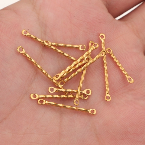 Stainless Steel Twisted Connector Rod Bar Double Hole Links For DIY Bracelet Necklace Earring Jewelry Making Accessories