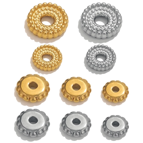 Stainless Steel Gear Dot Spacer Beads Gold Silver Metal Wheel Beads For Jewelry Making DIY Bracelet Necklace Findings