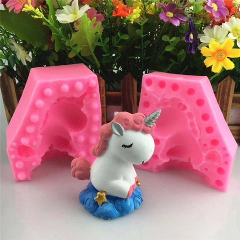 3D Zittende Eenhoorn Siliconen Vorm Handgemaakte Taart Decoratie Tool Voor Fondant Chocolade DIY Bakken Craft Vorm