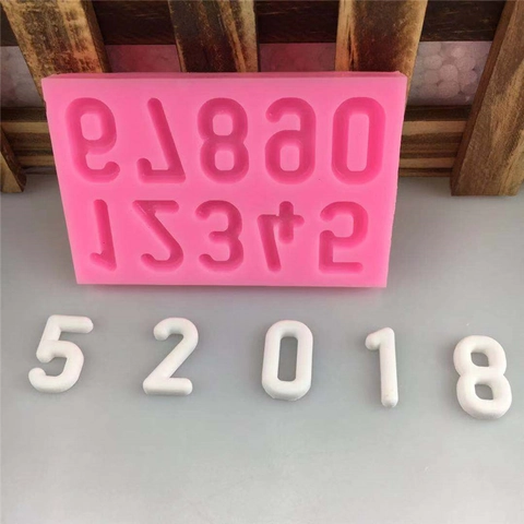DIY Arabic Number Silicone Mold For Cake Fondant Chocolate Baking Decorating Tool Pink Flexible Small Silicone Baking Mold