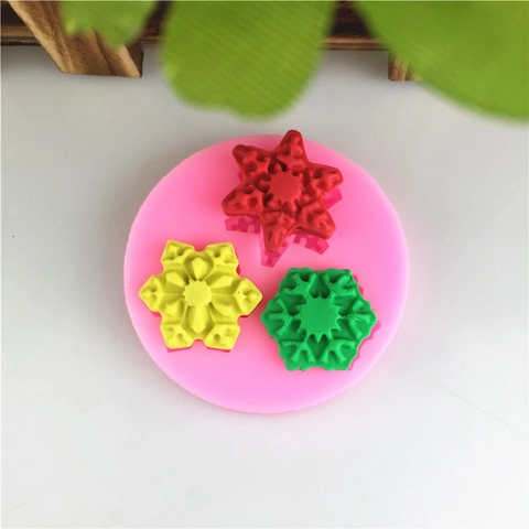 Snowflake Silicone Mold For Cake Decorating Fondant Chocolate Candy Mold Pink Round DIY Baking Tools For Christmas Party