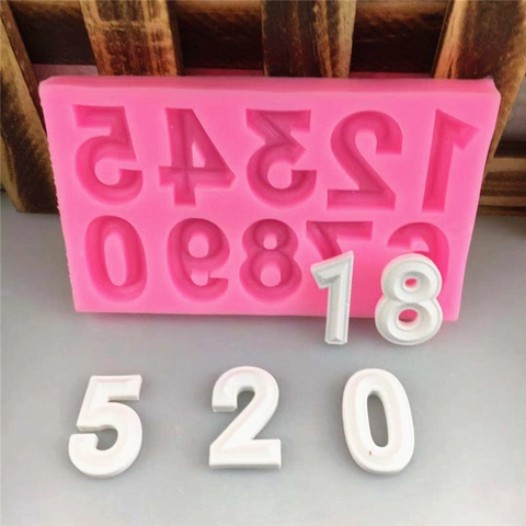 DIY 0-9 Arabic Numbers Silicone Mold For Cake Fondant Chocolate Decoration Handmade Baking Tool Pink Kitchen Bakeware