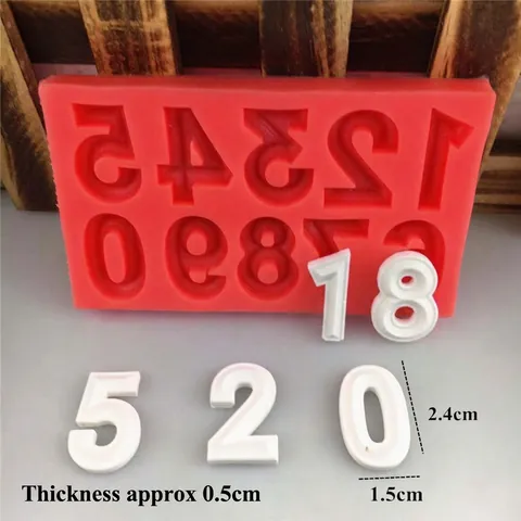 DIY 0-9 Arabic Numbers Silicone Mold For Cake Fondant Chocolate Decoration Handmade Baking Tool Pink Kitchen Bakeware