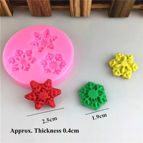 Snowflake Silicone Mold For Cake Decorating Fondant Chocolate Candy Mold Pink Round DIY Baking Tools For Christmas Party