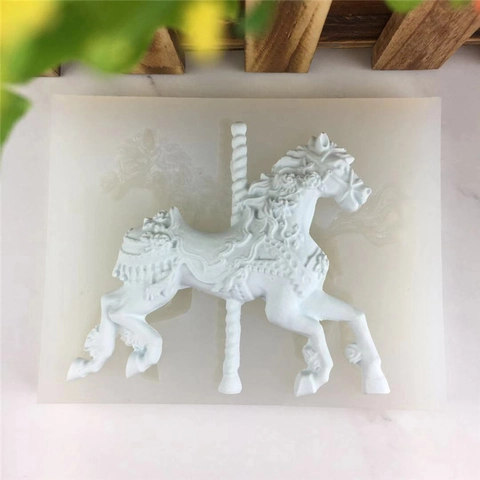 Carousel Horse Silicone Mold DIY Carousel Horse Shaped Fondant Cake Decorating Sugarcraft Baking Tool Soap Plaster Resin Mold