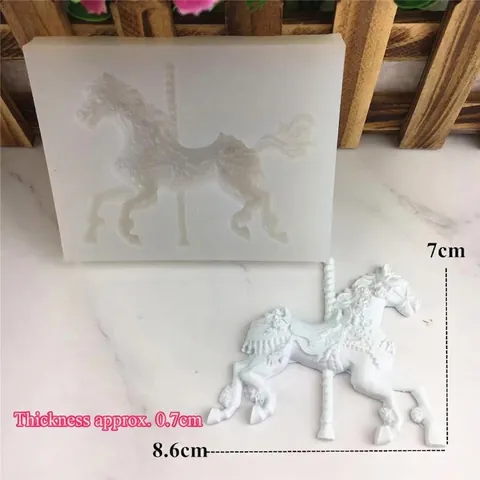 Carousel Horse Silicone Mold DIY Carousel Horse Shaped Fondant Cake Decorating Sugarcraft Baking Tool Soap Plaster Resin Mold