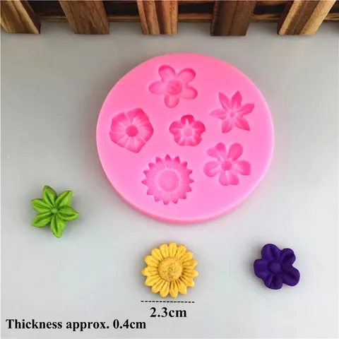 Molde de Silicona de Flores con Múltiples Cavidades para Decoración de Pasteles DIY Girasol Fondant Chocolate Herramienta de Repostería Rosa