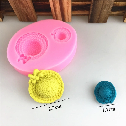 Mini Strohhut Silikon Fondantform DIY Backwerkzeuge Für Tortendekoration Schokolade Süßigkeiten Polymer Ton Schleife Hut Handwerk Form