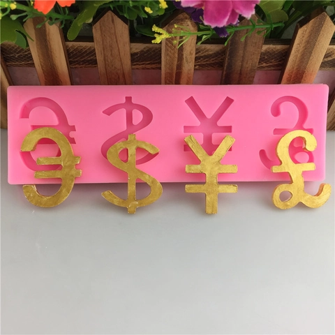DIY Siliconen Valutasymbolen Vorm Voor Fondant Taart Chocolade Zeep Sugarcraft Geldteken € $ ¥ £ Bakkerij Tool