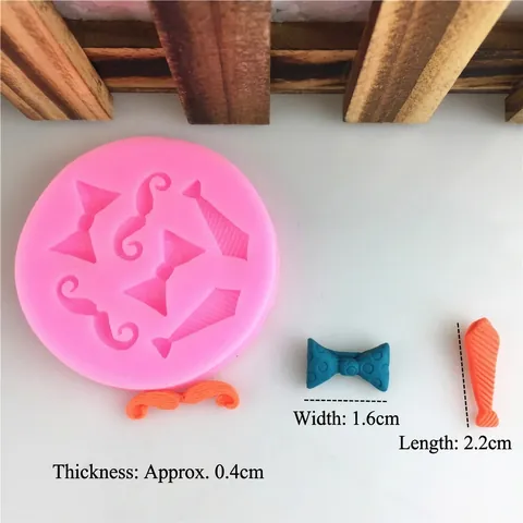 Mustache Bow Tie Necktie Silicone Mold DIY Fondant Cake Decorating Tool Chocolate Sugarcraft Handmade Clay Baking Mold Accessories