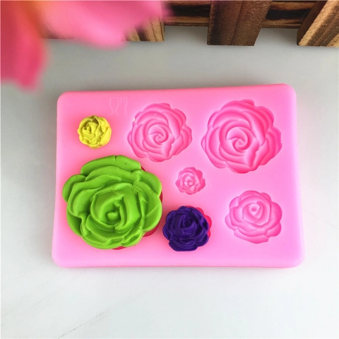 DIY Roos Bloem Siliconen Bakvorm Roze Meerdere Maten Rozen Fondant Taart Decoratie Gereedschap Voor Bakken Chocolade Klei Zeep Knutselen