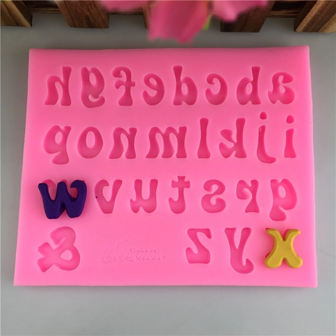 Rosa Kleingeschriebenes Alphabet Silikonform Für DIY Schokolade Fondant Kuchendekoration Backwerkzeuge 26 Buchstaben Und Symbole