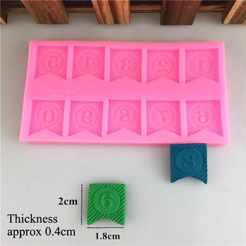 DIY 0-9 Number Banner Shape Silicone Mold For Fondant Cake Chocolate Handmade Baking Decoration Tool Pink Kitchenware