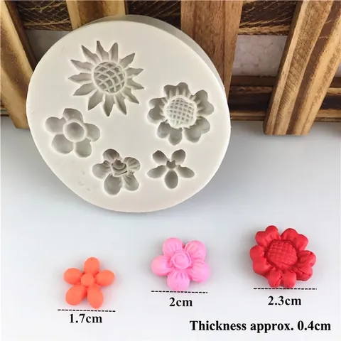 DIY 5-Loch Verschiedene Blumen Silikonform Sonnenblume Gänseblümchen Fondant Kuchenform Handgefertigt Backwerkzeug DIY Basteln
