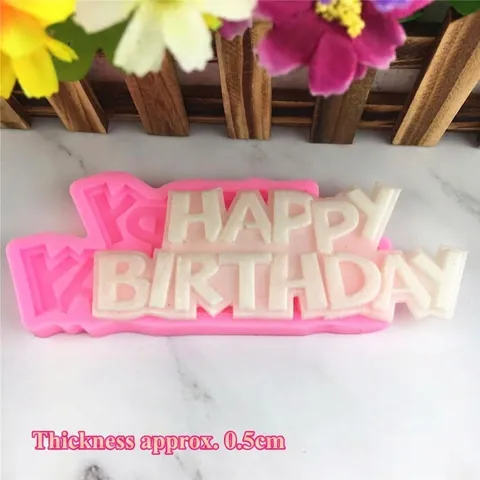 Happy Birthday Buchstabe Silikonform Für DIY Tortendekoration Fondant Schokolade Backwerkzeuge Rosa Grau Silikon Kuchenform