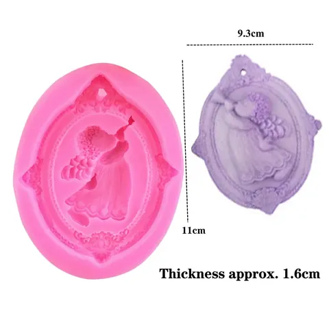 Baroque Angel Relief Silicone Mold For DIY Aromatherapy Gypsum Soap Candle Fondant Decoration Pink Silicone Craft Mold