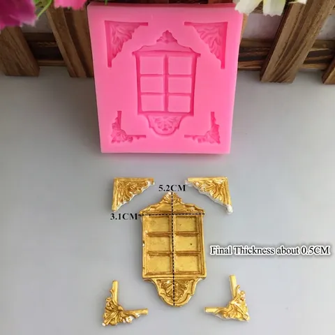 Molde de Silicona para Marco de Puerta Ventana Europea Vintage Relieve Barroco Fondant Decoración de Pasteles DIY Chocolate