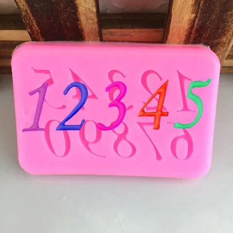 0-9 Arabic Numbers Silicone Mold For Cake Fondant Chocolate Decoration Tool Flexible Pink DIY Baking Mold Crafting Tools