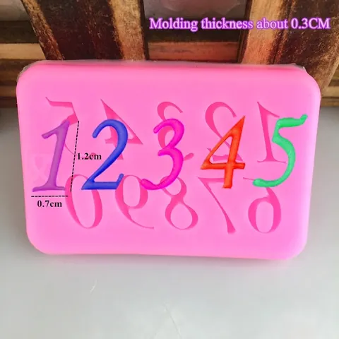 0-9 Arabic Numbers Silicone Mold For Cake Fondant Chocolate Decoration Tool Flexible Pink DIY Baking Mold Crafting Tools