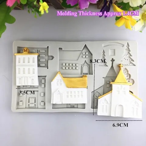 Weihnachten Lebkuchenhaus Silikonform Für Schokolade Fondant Kuchendekoration Winter Dorf Schneemann Baum Backwerkzeug