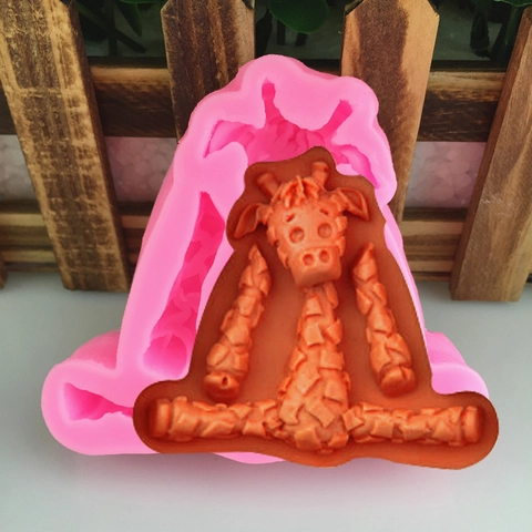 Cartoon Giraffe Geformte Silikonform DIY 3D Tier Kuchen Dekorationswerkzeug Für Schokolade Fondant Zuckerhandwerk Backform Rosa