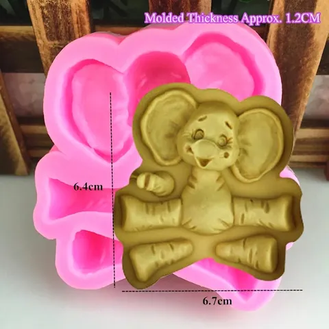 Molde de Silicona de Elefante de Dibujos Animados para Decoración de Pasteles Bricolage Chocolate Fondant Herramienta Rosa