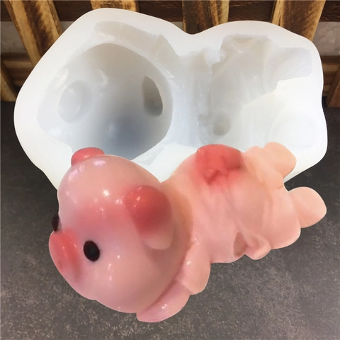 Lindo Molde de Silicona con Forma de Cerdo Animal 3D DIY Pastel Jabón Yeso Chocolate Pudín Mousse Herramienta de Horneado para Panadería Casera Cocina