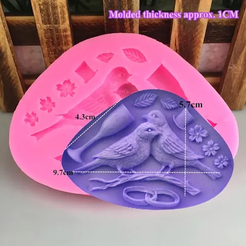 Birds On Branch Flower Leaf Silicone Mold Fondant Cake Chocolate Decorating Tool Aromatic Gypsum Craft Soap Baking Molds