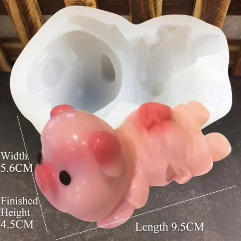 Lindo Molde de Silicona con Forma de Cerdo Animal 3D DIY Pastel Jabón Yeso Chocolate Pudín Mousse Herramienta de Horneado para Panadería Casera Cocina