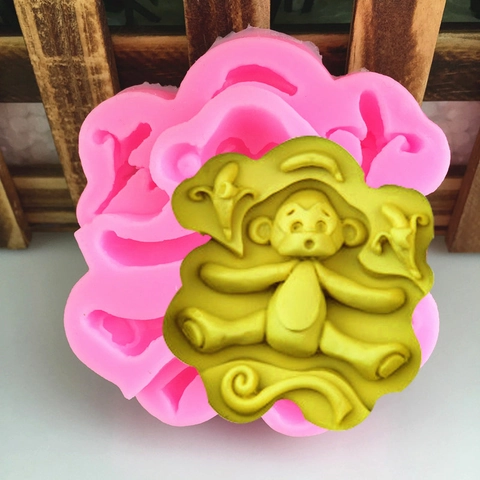 Cartoon Monkey Silicone Cake Mold Pink Animal Fondant Chocolate Mold Irregular Shape Baking Tool For DIY Cake Decoration Home
