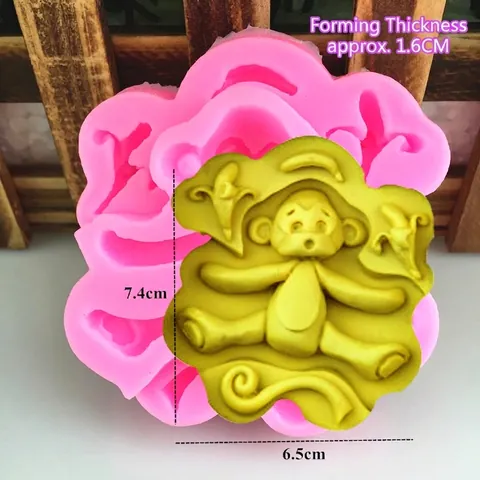 Cartoon Monkey Silicone Cake Mold Pink Animal Fondant Chocolate Mold Irregular Shape Baking Tool For DIY Cake Decoration Home