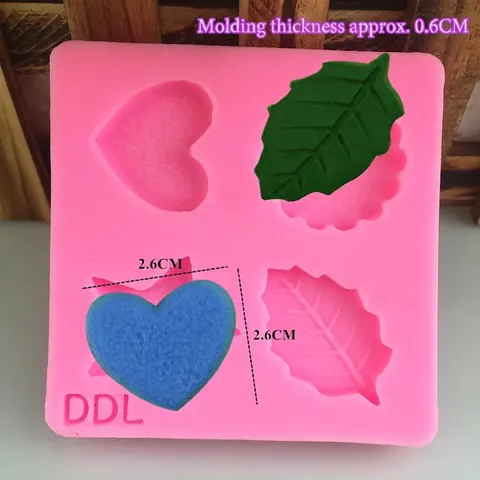 DIY Καλούπι Σιλικόνης για Βάφλα Καρδιά Αστέρι Φύλλο Σχήμα Σοκολάτα Καραμέλα Πηλός Σαπούνι Χειροποίητο Επιδόρπιο Ροζ