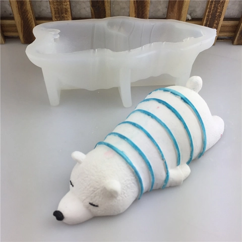 Stampo in Silicone Orso Sdraiato 3D Grado Alimentare Strumento di Cottura Fai-da-te per Torta Mousse Gelato Cioccolato Sapone Resina