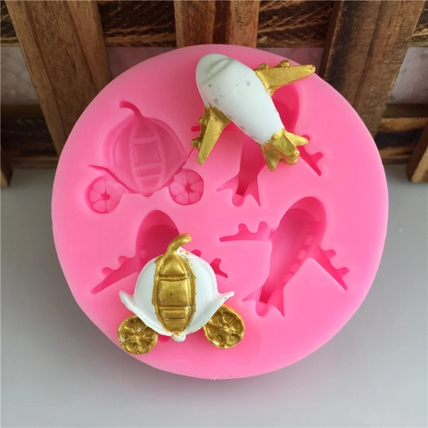 Airplane Pumpkin Carriage Silicone Fondant Mold DIY Chocolate Cake Decorating Tool Polymer Clay Baking Resin Craft Mold