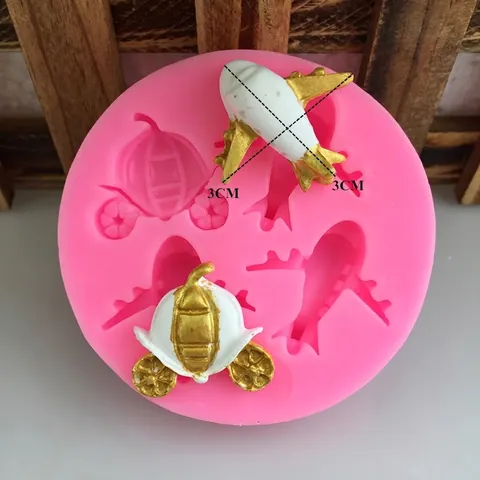 Airplane Pumpkin Carriage Silicone Fondant Mold DIY Chocolate Cake Decorating Tool Polymer Clay Baking Resin Craft Mold