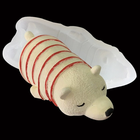 3D Slapende Ijsbeer Siliconen Vorm Voor DIY Taart Mousse Ijs Gelei Pudding Dessert Decoratie Bakgereedschap Wit
