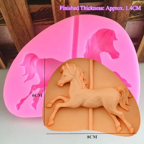 Karussell Pferd Silikonform Rosa 3D Relief Fondant Schokolade Kuchen Deko Werkzeug Handgefertigte Harz Ton Form